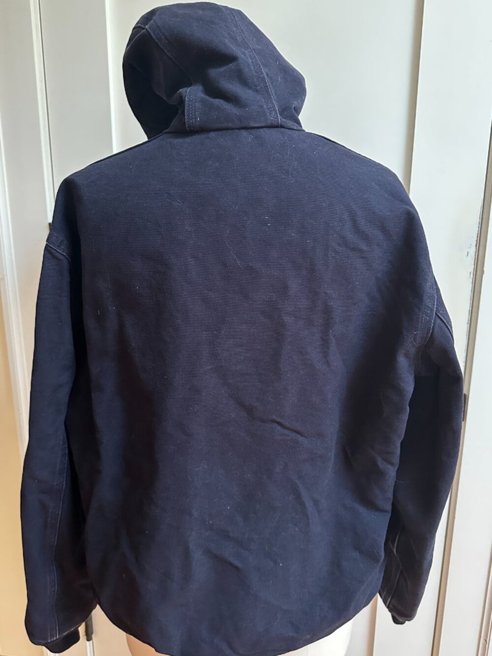 Carhartt Navy Blue Full Zip Hooded Work Coat J25 MDT Size: M Excellent Condition - Picture 4 of 16